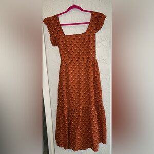 Madewell Ruffle- Strap Tiered Midi Dress with Floral Design